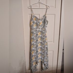 Luna Size Small White Dress with Green and Yellow Pattern (S)